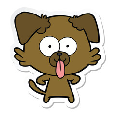sticker of a cartoon dog with tongue sticking out