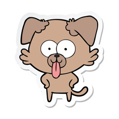 Obraz premium sticker of a cartoon dog with tongue sticking out