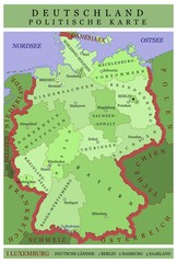  Germany political map green shades in Germany