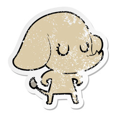 distressed sticker of a cute cartoon elephant