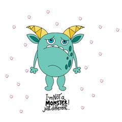 Monster with funny inscription