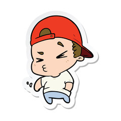 sticker of a cartoon cool kid