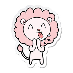 sticker of a happy cartoon lion