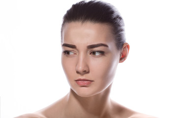 Obraz premium Portrait of beautiful young sad woman