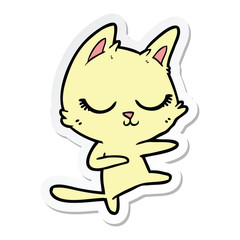 sticker of a calm cartoon cat
