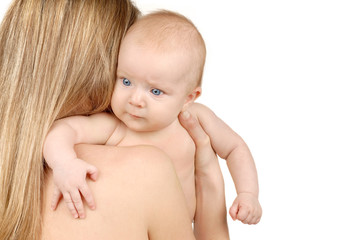 Mother holding baby in her arms