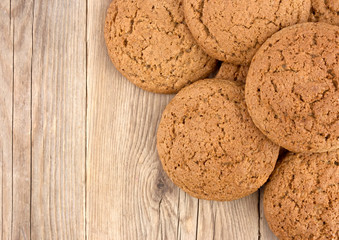 Oatmeal cookies. healthy food. on a wooden table
