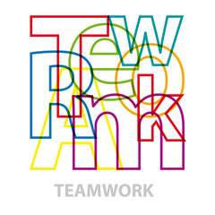 Vector teamwork. Broken text