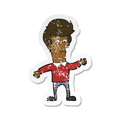 Fototapeta premium retro distressed sticker of a cartoon waving man
