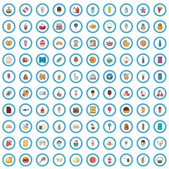 100 food icons set. Cartoon illustration of 100 food vector icons isolated on white background