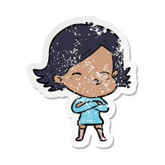 distressed sticker of a cartoon woman