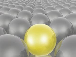 Yellow and grey spheres