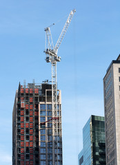 Fototapeta premium London, United Kingdom - Februari 22, 2019 : A new building under construction in London on Februari 22, 2019