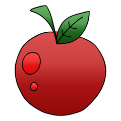 quirky gradient shaded cartoon red apple