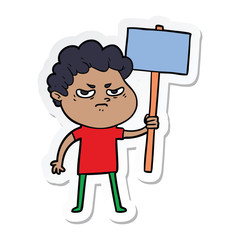 sticker of a cartoon angry man