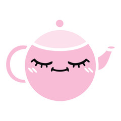 flat color retro cartoon teapot