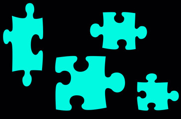 globe and puzzle icon isolated on black background