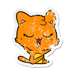 distressed sticker of a cartoon cat
