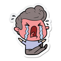 sticker of a cartoon crying man