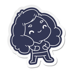 cartoon sticker of a cute kawaii girl
