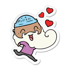 sticker of a happy bearded man in love