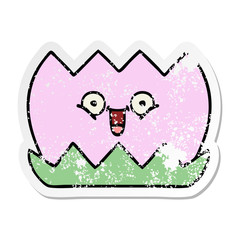 distressed sticker of a cute cartoon water lilly