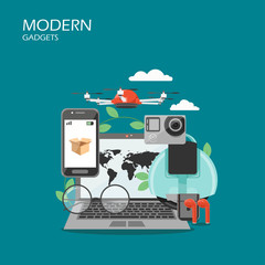Modern gadgets vector flat style design illustration © skypicsstudio
