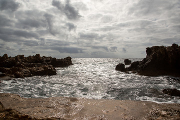 Waves at the coast, island Mallorca Spain