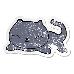 distressed sticker of a cartoon cat