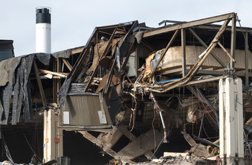 Collapsed demolished factory building image