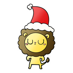 gradient cartoon of a lion wearing santa hat