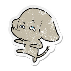 distressed sticker of a cartoon elephant remembering