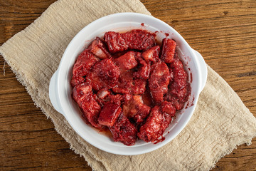 Chinese Hunan cuisine red yeast rice steamed pork