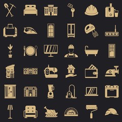 Cozy house icons set. Simple style of 36 cozy house vector icons for web for any design