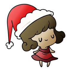 christmas gradient cartoon of kawaii girl