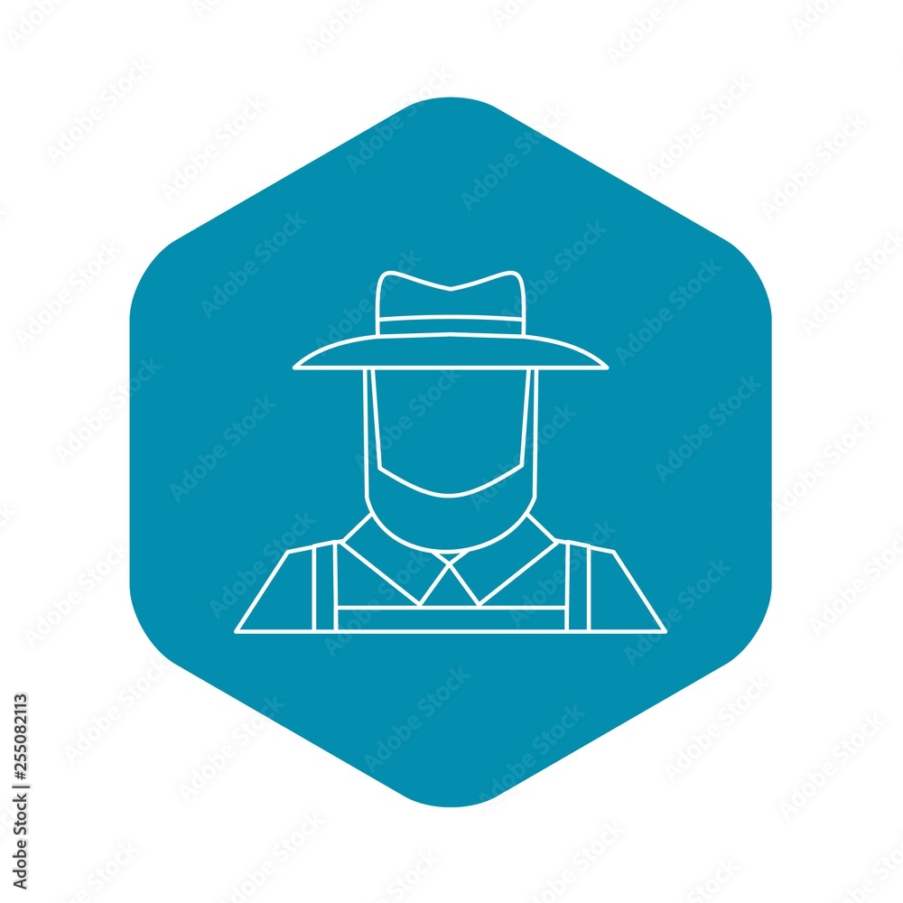 Sticker Farmer icon. Outline illustration of farmer vector icon for web design - Stickers