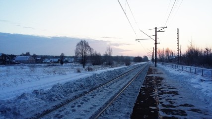 winter landscape with road and sky