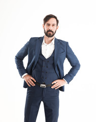 Fototapeta premium success concept in business - confident businessman standing wit