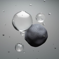 Collision of spheres of different texture 3d render
