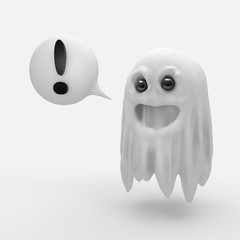 White Ghost on gray background and bubble speak