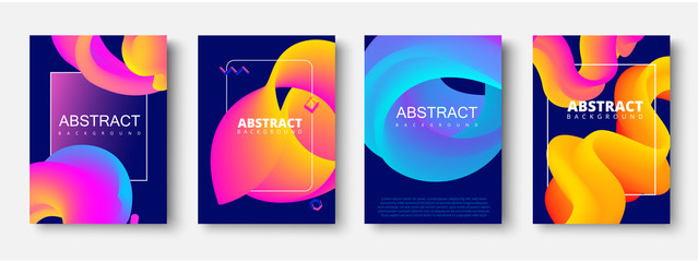 Set of purple backgrounds with abstract colorful pattern.