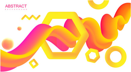 Creative background with abstract neon pink and yellow spectrum pattern.