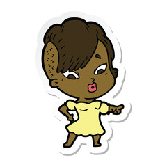 sticker of a cartoon surprised girl