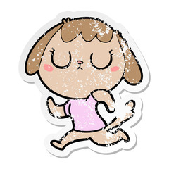 distressed sticker of a cute cartoon dog