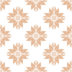 Floral seamless pattern. Beige flowers on white background