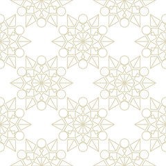 Olive green print on white. Seamless geometric pattern