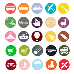 Set of icons on the theme of transport 25 icons in flat style