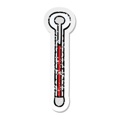 distressed sticker of a quirky hand drawn cartoon thermometer