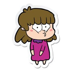 sticker of a cartoon whistling girl