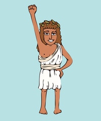 ancient greek girl athlete in olive wreath and short chiton